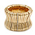 Polished Gold Plated Concave Diamante Bracelet -17cm Length