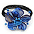 Blue Shell Bead Flower Wired Flex Bracelet - Adjustable - view 4