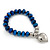 Chameleon Blue Faceted Glass Bead 'Heart' Flex Bracelet - up to 22cm Length