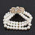 Vintage Multistrand White Simulated Glass Pearl 'Flower' Flex Bracelet - up to 20cm Length - view 6