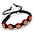 Red/Black Floral Wooden Friendship Style Cotton Cord Bracelet - Adjustable