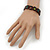 Brown Wooden 'Hemp Leaf' Stretch Bracelet - Adjustable - view 2