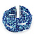 Boho Royal/ Light Blue Glass Bead Plaited Flex Cuff Bracelet - Adjustable