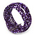 Boho Purple/ Lavender Grey Glass Bead Plaited Flex Cuff Bracelet - Adjustable - view 5