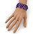 Boho Purple/ Lavender Grey Glass Bead Plaited Flex Cuff Bracelet - Adjustable - view 3