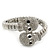 Clear Crystal 'Double Skull' Flex Bracelet In Rhodium Plating - Adjustable - view 8