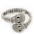 Clear Crystal 'Double Skull' Flex Bracelet In Rhodium Plating - Adjustable - view 7