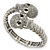 Clear Crystal 'Double Skull' Flex Bracelet In Rhodium Plating - Adjustable - view 10