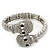 Clear Crystal 'Double Skull' Flex Bracelet In Rhodium Plating - Adjustable - view 11
