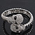 Clear Crystal 'Double Skull' Flex Bracelet In Rhodium Plating - Adjustable - view 3