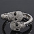 Clear Crystal 'Double Skull' Flex Bracelet In Rhodium Plating - Adjustable - view 6