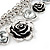Vintage 'Rose&Heart' Mesh Charm Bracelet In Burn Silver Metal - 17cm Length/ 4cm Extension - view 7