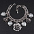 Vintage 'Rose&Heart' Mesh Charm Bracelet In Burn Silver Metal - 17cm Length/ 4cm Extension - view 2
