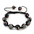Black Acrylic/Diamante Bead Children/Girls/ Petites Teen Bracelet On Black String - Adjustable