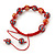 Brick Red Acrylic/Diamante Bead Children/Girls/ Petites Teen Bracelet On Red String - Adjustable - view 3