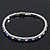 Slim Sapphire Blue/ Clear Coloured Diamante Flex Bracelet In Silver Plating - 18cm Length