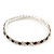 Slim Burgundy Red/Clear Diamante Flex Bracelet In Silver Plating - 18cm Length - view 3