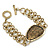 Vintage 'Cracked Effect' Oval Bracelet With T-Bar Closure In Burn Gold Metal - 18cm Length - view 8