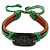 Unisex Dark Brown/ Green Leather 'Peace' Friendship Bracelet - Adjustable