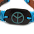 Unisex Dark Brown/ Light Blue Leather 'Peace' Friendship Bracelet - Adjustable - view 2