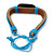 Unisex Dark Brown/ Light Blue Leather 'Peace' Friendship Bracelet - Adjustable - view 3