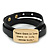 Black Leather Gandhi Quote Wrap Bracelet (Gold Tone) - Adjustable - One size fits all