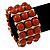 Chunky Coral Bead With Golden Bar Flex Bracelet - Up to 20cm Length