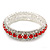 Bright Red/Clear Swarovski Crystal Flex Bracelet (Silver Tone Metal) - 18cm Length - view 3