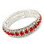 Bright Red/Clear Swarovski Crystal Flex Bracelet (Silver Tone Metal) - 18cm Length - view 6