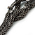 Chunky Gun Metal Mesh Chain 'Knot' Bracelet With Clear Crystals - 18cm (8cm Extension) - view 3
