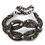 Chunky Gun Metal Mesh Chain 'Knot' Bracelet With Clear Crystals - 18cm (8cm Extension) - view 5