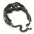 Wide Gun Metal Mesh Chain Structured Bracelet With Clear Crystals - 17cm (9cm Extension) - view 7