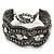 Wide Gun Metal Mesh Chain Structured Bracelet With Clear Crystals - 17cm (9cm Extension) - view 4