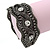 Wide Gun Metal Mesh Chain Structured Bracelet With Clear Crystals - 17cm (9cm Extension) - view 2