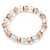 Pale Pink/ Transparent Glass Bead With Silver Tone Crystal Ring Stretch Bracelet - up to 21cm Length - view 6