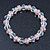 Pale Pink/ Transparent Glass Bead With Silver Tone Crystal Ring Stretch Bracelet - up to 21cm Length - view 3