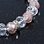 Pale Pink/ Transparent Glass Bead With Silver Tone Crystal Ring Stretch Bracelet - up to 21cm Length - view 5