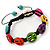 Unisex Multicoloured Plastic 'Peace' Friednship Bracelet On Black Silk String - Adjustable - view 2