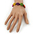 Unisex Multicoloured Plastic 'Peace' Friednship Bracelet On Black Silk String - Adjustable - view 5