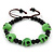 Green Acrylic Skull Bead Children/Girls/ Petites Teen Friendship Bracelet On Black String - (13cm to 16cm) Adjustable
