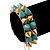 Gold/ Turquoise Coloured Acrylic Spike Friendship Bracelet On Beige Silk Cord - Adjustable