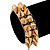 Gold Tone Acrylic Spike Friendship Bracelet On Beige Silk Cord - Adjustable