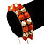Orange/ Gold Acrylic Spike Friendship Bracelet On Beige Silk Cord - Adjustable - view 2