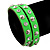 Neon Green Leather Style Crystal and Spike Studded Wrap Bracelet - Adjustable (One Size Fits All) - view 2