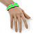 Neon Green Leather Style Crystal and Spike Studded Wrap Bracelet - Adjustable (One Size Fits All) - view 3