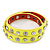 Neon Yellow Leather Style Crystal and Spike Studded Wrap Bracelet - Adjustable (One Size Fits All)