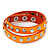 Neon Orange Leather Style Crystal and Spike Studded Wrap Bracelet - Adjustable (One Size Fits All)