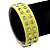 Crystal Studded Neon Yellow Faux Leather Strap Bracelet - Adjustable up to 20cm - view 2