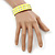 Crystal Studded Neon Yellow Faux Leather Strap Bracelet - Adjustable up to 20cm - view 3
