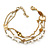 Vintage Inspired Multistrand Freshwater Pearl, Butterfly, Crystal Chain Bracelet - 16cm Length/ 3cm Extension